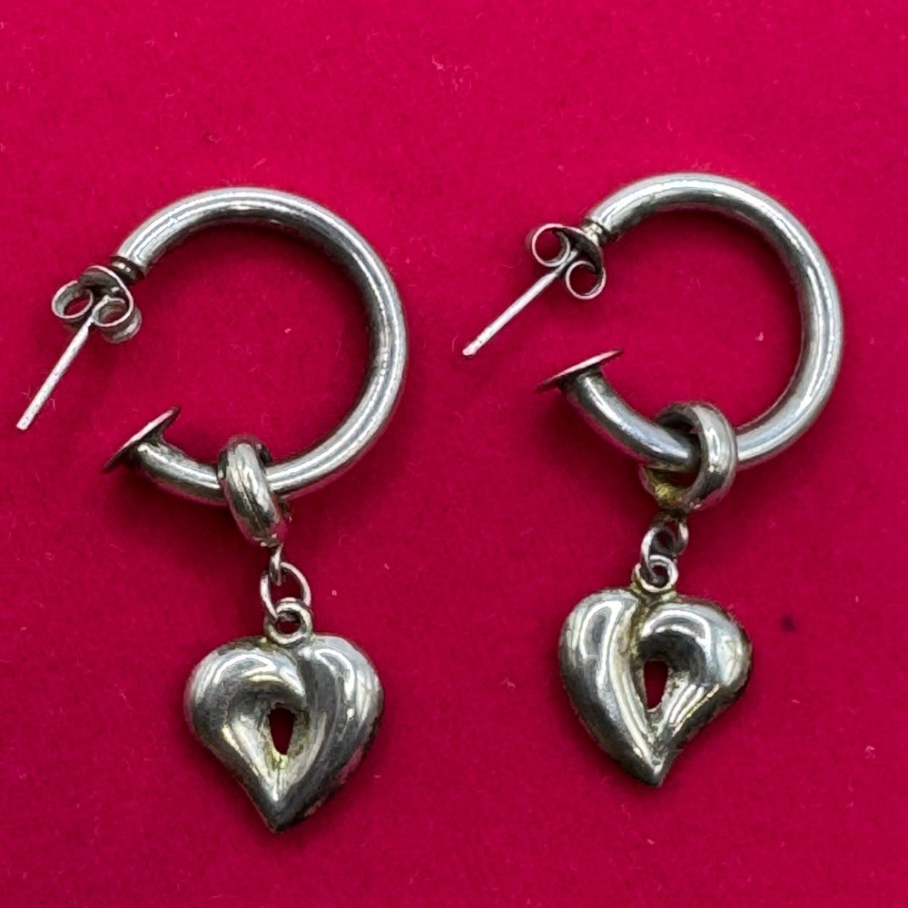 Sterling Silver Puffy Heart Earrings